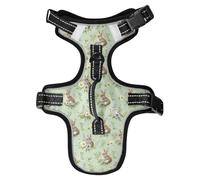 Dog Harness Watercolor Rabbit Wildflower No Pull Reflective Adjustable Dog Vest with 2 Leash Clips and Easy Control Handle for Small Medium Dogs Cats S
