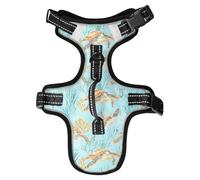 Dog Harness Watercolor Sea Turtles Corals Aqua No Pull Reflective Adjustable Dog Vest with 2 Leash Clips and Easy Control Handle for Small Medium Dogs Cats S