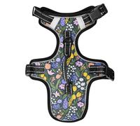 Dog Harness Wild Flowers Tulip No Pull Reflective Adjustable Dog Vest with 2 Leash Clips and Easy Control Handle for Small Medium Dogs Cats M