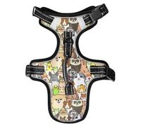 Dog Harness Wink Cat Bunny Cute Animal No Pull Reflective Adjustable Dog Vest with 2 Leash Clips and Easy Control Handle for Small Medium Dogs Cats M