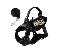 Dog Harness with 4X Metal Buckles for Large Sized Dogs,Reflective in Training Walking K9 Vest,No-Pull Front Leash Clip,Adjustable Pet Harness (Black, Large (Pack of 1)) Jcy849 (Black2, 32x25cm)