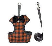 dog harness, With Lead Plaid Bow Vest Dog Harness Leash With Small Bell Pet Leashes Set A M(A,S)