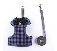 dog harness, With Lead Plaid Bow Vest Dog Harness Leash With Small Bell Pet Leashes Set A M(D,L)