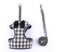 dog harness, With Lead Plaid Bow Vest Dog Harness Leash With Small Bell Pet Leashes Set A M(E,S)