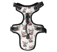 Dog Harness Yorkshire Terrier Pattern No Pull Reflective Adjustable Dog Vest with 2 Leash Clips and Easy Control Handle for Small Medium Dogs Cats S