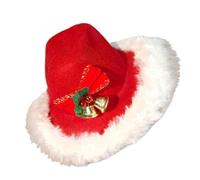 Dog Hat - Adjustable Headwear with White Faux Fur Trim, Cowboy Costume for Dogs with Christmas Elements, for Puppies, Kittens, Birthday, Party, Wedding, Winter, Cosplay