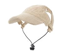 Dog Hat Corduroy Pet Cap - Adjustable Baseball Hat for Small Dogs & Cats - Summer Sun Protection Visor - Cute Puppy Accessory - Breathable with Ear Openings (Beidge)