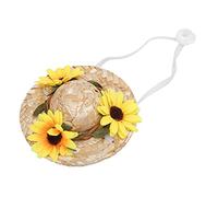 Dog Hat, Propeller Hat For Dogs Dog Propeller Hat Pet Sun Cap with Flowers Mini Straw Hat Funny Mexican Sombrero Cap Party Decorations For Small and Medium Puppy Pets Cat (Yellow