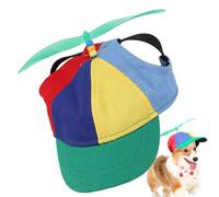 Dog Hat with Propeller - Dog Beach Hat with Detachable Propeller - Comfortable Rainbow Colors Headwear Sun Shade for Small Breed Large Cat Photo Props Summer Party Park Yard