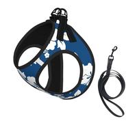 Dog Hawaii Flower Printed Harness And Leash Set,Adjustable,Breathable Soft,Step-In Mesh Pet Vest Harness With Reflective Strip