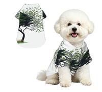 Dog Hawaiian Shirt Breathable Cool Dog Summer Clothes Dog Party Costume | Big Tree Blowing In The Wind Pet Summer T-Shirts Comfortable Beach Seaside Puppy Outfit Shirt For Dogs Boy And Girl