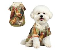 Dog Hawaiian Shirt Breathable Cool Dog Summer Clothes Dog Party Costume | Chickens And Farm Pet Summer T-Shirts Comfortable Beach Seaside Puppy Outfit Shirt For Dogs Boy And Girl
