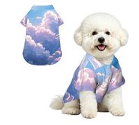 Dog Hawaiian Shirt Breathable Cool Dog Summer Clothes Dog Party Costume | Clouds In The Sky Pet Summer T-Shirts Comfortable Beach Seaside Puppy Outfit Shirt For Dogs Boy And Girl