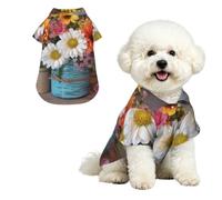 Dog Hawaiian Shirt Breathable Cool Dog Summer Clothes Dog Party Costume | Farm Fresh Flowers Spring Pet Summer T-Shirts Comfortable Beach Seaside Puppy Outfit Shirt For Dogs Boy And Girl