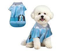 Dog Hawaiian Shirt Breathable Cool Dog Summer Clothes Dog Party Costume | Penguins On The Iceberg Pet Summer T-Shirts Comfortable Beach Seaside Puppy Outfit Shirt For Dogs Boy And Girl