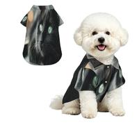 Dog Hawaiian Shirt Summer - Cute Tropical Pet Clothes For Small Dogs Cats - Lightweight Beach Outfit Lonely Black Cat