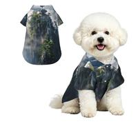 Dog Hawaiian Shirt Summer - Cute Tropical Pet Clothes For Small Dogs Cats - Lightweight Beach Outfit Mountain Temple