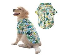 Dog Hawaiian Shirt, Summer Pet Clothes Cool Breathable Costume Beach T-shirt for Medium Large Dog_7XL(Green)