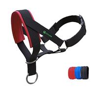 Dog Head Collar with Padded Fabric, Head Harness for Dogs, Anti pulling Head Halter Collar, Adjustable and Easily Control (L,Red)