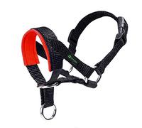 Dog Head Collar with Padded Fabric, Head Harness for Dogs, Anti pulling Head Halter Collar, Adjustable and Easily Control (M,Red)