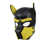 Dog Head Masks Animal Full Face Head Mask Neoprene Material，for Halloween Cosplay Novelty Costume Performance Props Gifts removable hood (Color : Yellow)
