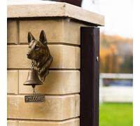 Dog Head Shape Welcome Doorbell, Vintage Wall-Mounted Welcome Bell, Retro Metal Farmhouse Decorative Hanging Bells For Porch, Front Door, Yard And Garden, Dog Lover Gifts (German Shepherd)