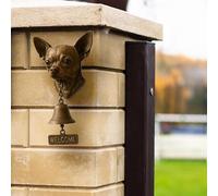 Dog Head Shape Welcome Doorbell, Vintage Wall-Mounted Welcome Bell, Retro Metal Farmhouse Decorative Hanging Bells For Porch, Front Door, Yard And Garden, Dog Lover Gifts (Chihuahua)