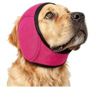 Dog Head Wrap - Quiet Ears for Anxiety, Waterproof Dog Calming Hood, No Shake Ear Cover Snoods for Thunder (Rosered, Small)