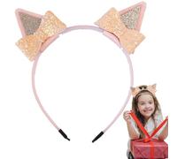 Dog Headband - Sequin Animal Ears Hairband | Dress Up Accessory Girls Costume Party | Cute Puppy Ears Hoop With Bow For Cosplay Halloween Props Photo Booth Hair Styling