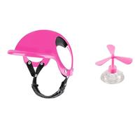 Dog Helmet 2Pcs Dog Safety Helmet and Bamboo Dragonfly/Goggles Pet Accessories Adjustable Helmets for Small Medium Dogs Outdoor Riding(Pink Set 1,S)