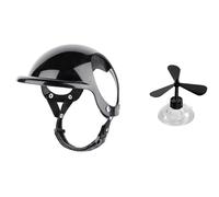 Dog Helmet 2Pcs Dog Safety Helmet and Bamboo Dragonfly/Goggles Pet Accessories Adjustable Helmets for Small Medium Dogs Outdoor Riding(Black Set 1,L)