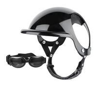Dog Helmet and Goggles 2Pcs/Set Adjustable Chin Strap Dome Dog Helmet with Ear Hole Windproof Stylish Decorative Goggles Pet Supplies, Sunglasses