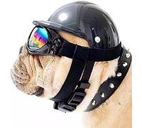 Dog Helmet, Dog Crash Helmet Pet Helmet and Goggles Set, 2 PCS Helmet and Sunglasses Pet Cap Hard Hat Adorable Puppy Goggles for Small Pets(S)