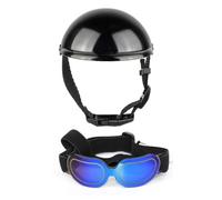 Dog Helmet Dog Helmet with Ear Hole Pet and Goggles Set with Adjustable Strap Sunglasses Puppy Head Cover for Bike(D,M)