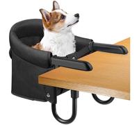 Dog High Chair for Table, Cat Desk Perch, Seatmate Chairs for Dogs, Cat Office Perch Attachment, Pet Feeding Booster Seat, Seat for Pet to Sit Next to You (Black)