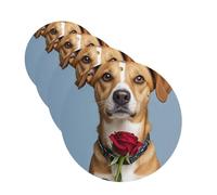 Dog Holding A Rose Car Air Fresheners 4 Pcs Funny Hanging Car Air Fresheners Cute Long Lasting Scented Mirror Hanging Decoration Ornaments Gift For Men Women Round Shape