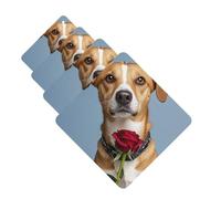 Dog Holding A Rose Car Air Fresheners 4 Pcs Funny Hanging Car Air Fresheners Cute Long Lasting Scented Mirror Hanging Decoration Ornaments Gift For Men Women Square