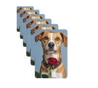 Dog Holding A Rose Car Air Fresheners 6 Pcs Funny Hanging Car Air Fresheners Cute Long Lasting Scented Mirror Hanging Decoration Ornaments Gift Auto Interior Decor For Men Women Rectangle