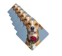 Dog Holding A Rose Car Air Fresheners 6 Pcs Funny Hanging Car Air Fresheners Cute Long Lasting Scented Mirror Hanging Decoration Ornaments Gift Auto Interior Decor For Men Women Square
