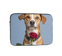 Dog Holding A Rose Laptop Sleeve Bag 10 Inch Waterproof Shockproof Laptop Case Bag Lightweight Tablet Travel Cover Computer Skin Bag Tablet Carrying Case