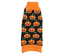 Dog Holiday Sweater | Pumpkin Happy Face Design | Warm Winter Clothes for Small/Medium/Large Dogs | Soft Acrylic Fiber Material | Holiday Party Outfit (XS)