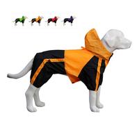 Dog Hooded Raincoat Waterproof Jacket - Orange L-S