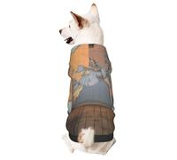 Dog Hoodie Autumn Winter Clothes Comfortable Clothes for Outdoor Activities Tie Dye World Map Print