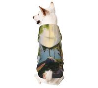 Dog Hoodie Autumn Winter Cozy Pet Clothes for Outdoor Activities Mediterranean Landscape Tie Dye Print Pet Clothes