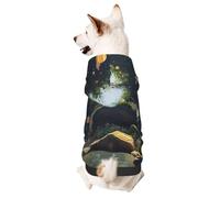 Dog Hoodie Autumn Winter Cozy Pet Clothes for Outdoor Activities Virtual Landscape Painting Tie Dye Print Hoodies for