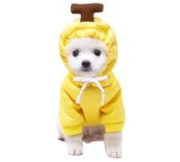 Dog Hoodie, Cute Banana Puppy Hoodie Warm Cat Dog Sweatshirt Soft & Comfortable Fleece Winter Jacket with Hat & Draw Rope Cold Weather Pet Costume for Cat Small