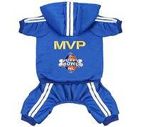Dog Hoodie Dog Hoodies for Small Dog Clothes Apparel 4 Legs Jumpsuit Football MVP Fleece Sweater Winter Sweat Shirt Warm Cotton Hoodie for Small Dog Medium Large Dog Cat Blue L