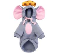 Dog Hoodie, Dog Rat Costume Cute Hoodie Winter Jacket with Hat & Draw Rope Warm Pet Sweater for Small Medium Dogs (Gray, S)