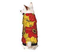 Dog Hoodie Dog Sweater Stylish Dog Clothes Print Pet Clothing Streetwear Sweatshirt Tracksuits Outfit for Dog Puppy-X-Small, Pretty Poppy Flowers