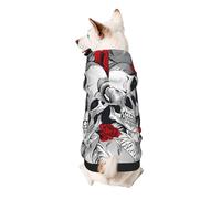 Dog Hoodie Dog Sweater Stylish Dog Clothes Print Pet Clothing Streetwear Sweatshirt Tracksuits Outfit for Dog Puppy-X-Large, Skull and Flower